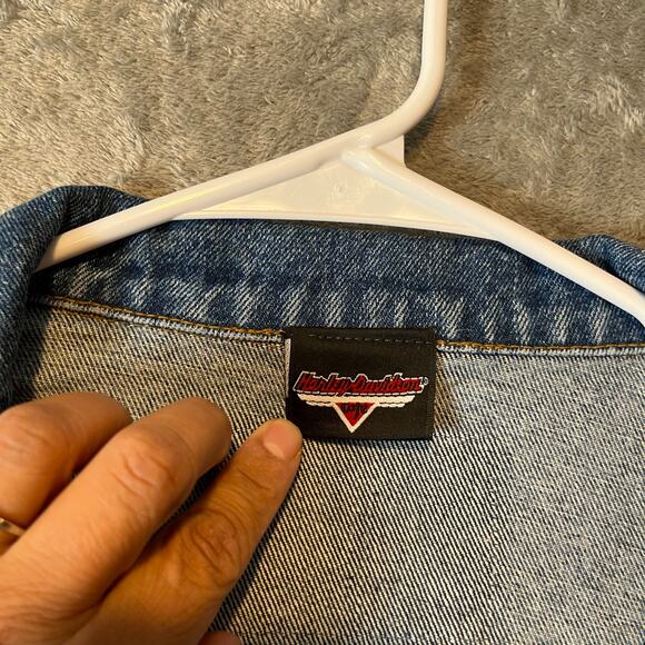 Harley Davidson Vintage Jacket Size 2XL 90S Denim Live Hard Ride Free Bald Eagle - Picture 8 of 8